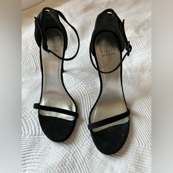 NWT Stuart Weitzman Nudist heel in black goosebump - Picture 2 of 4
